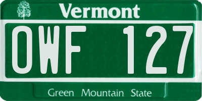 VT license plate OWF127
