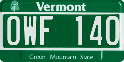 VT license plate OWF140