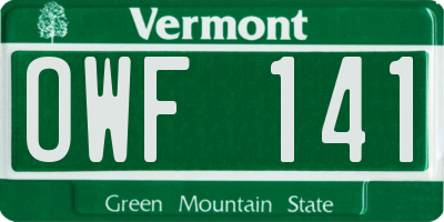 VT license plate OWF141