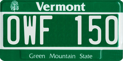 VT license plate OWF150