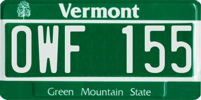 VT license plate OWF155