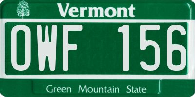 VT license plate OWF156