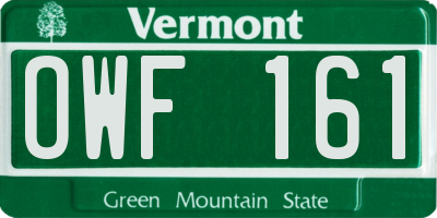 VT license plate OWF161