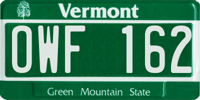 VT license plate OWF162