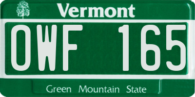 VT license plate OWF165