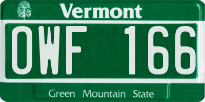 VT license plate OWF166