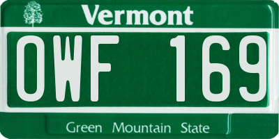 VT license plate OWF169