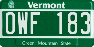 VT license plate OWF183