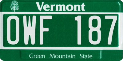 VT license plate OWF187