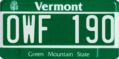 VT license plate OWF190