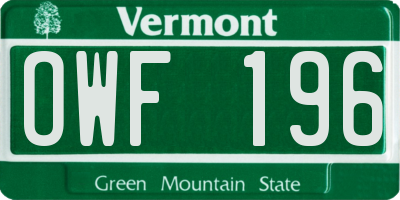 VT license plate OWF196
