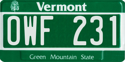 VT license plate OWF231