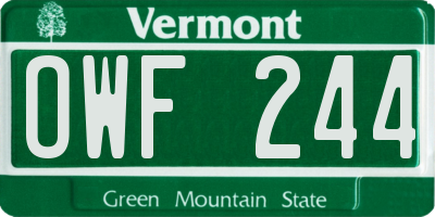VT license plate OWF244