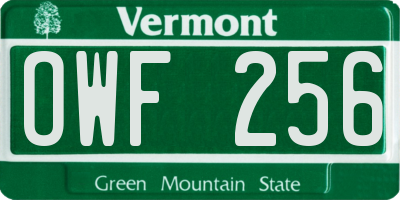 VT license plate OWF256