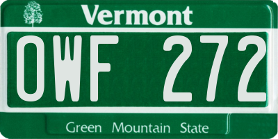 VT license plate OWF272