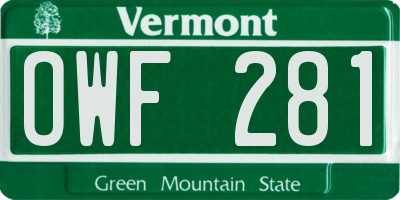 VT license plate OWF281