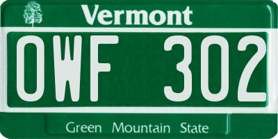 VT license plate OWF302