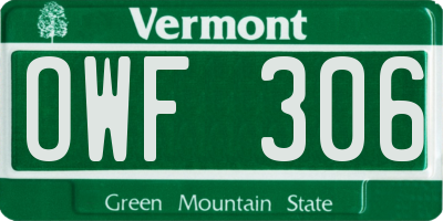 VT license plate OWF306