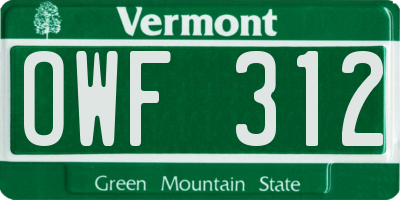 VT license plate OWF312