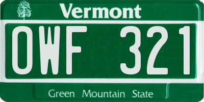 VT license plate OWF321