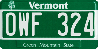 VT license plate OWF324