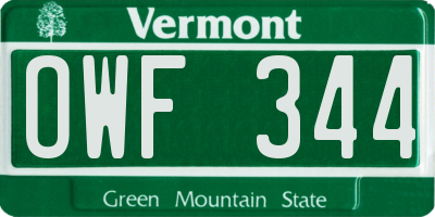VT license plate OWF344