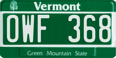 VT license plate OWF368