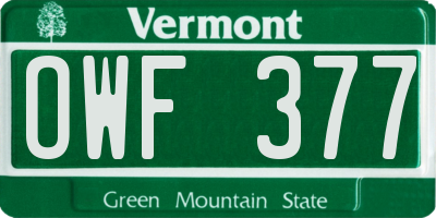 VT license plate OWF377