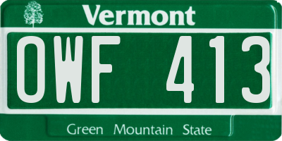 VT license plate OWF413