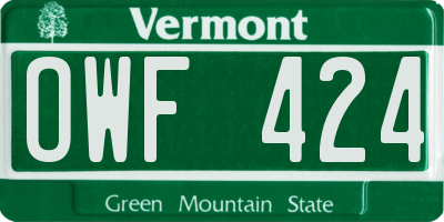 VT license plate OWF424