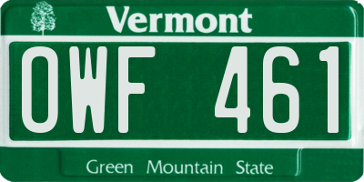 VT license plate OWF461