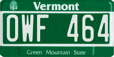 VT license plate OWF464
