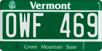 VT license plate OWF469