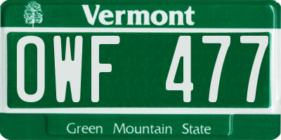 VT license plate OWF477