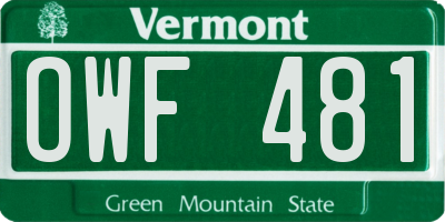 VT license plate OWF481