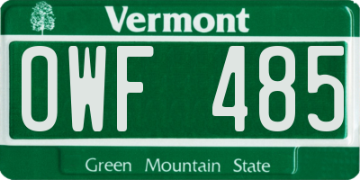 VT license plate OWF485