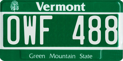 VT license plate OWF488