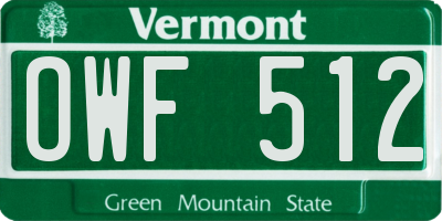 VT license plate OWF512