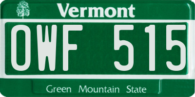 VT license plate OWF515