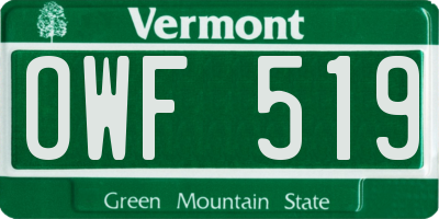 VT license plate OWF519