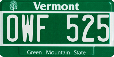 VT license plate OWF525