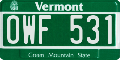 VT license plate OWF531