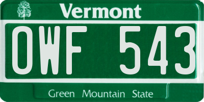 VT license plate OWF543