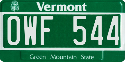 VT license plate OWF544