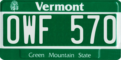 VT license plate OWF570