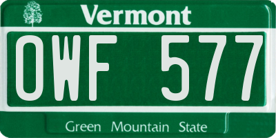 VT license plate OWF577