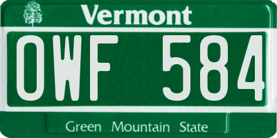 VT license plate OWF584