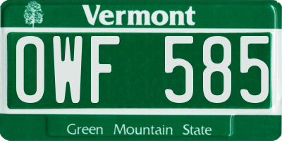 VT license plate OWF585