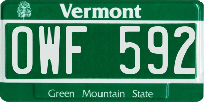 VT license plate OWF592