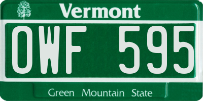 VT license plate OWF595